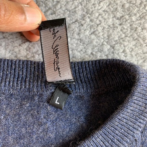 Enzo Mantovani‎ Sweater Cashmere Silk Mens Large Cable Knit Pullover Blue NEW - Picture 4 of 12